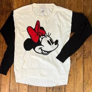 Minnie mouse women’s sweater crewneck  Disney Cream black